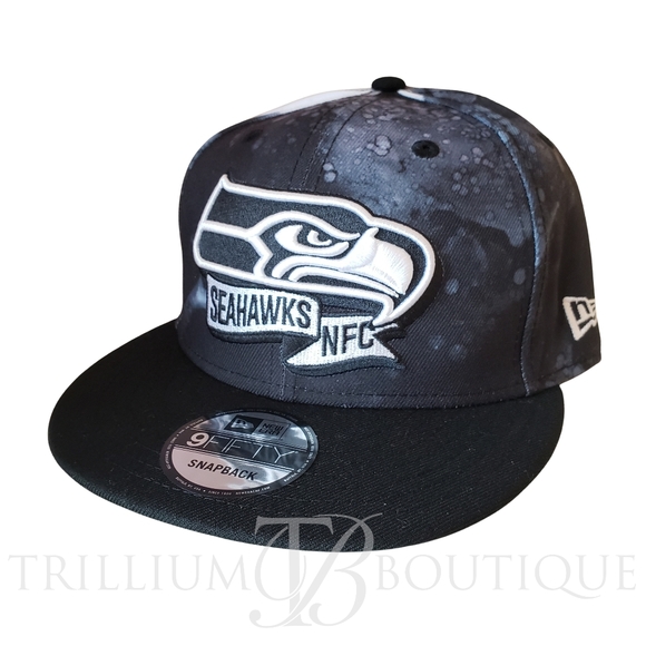 New Era Hat Cap Seattle Seahawks Sideline Ink Dye 9Fifty Black Adjustable NFL - Picture 5 of 7